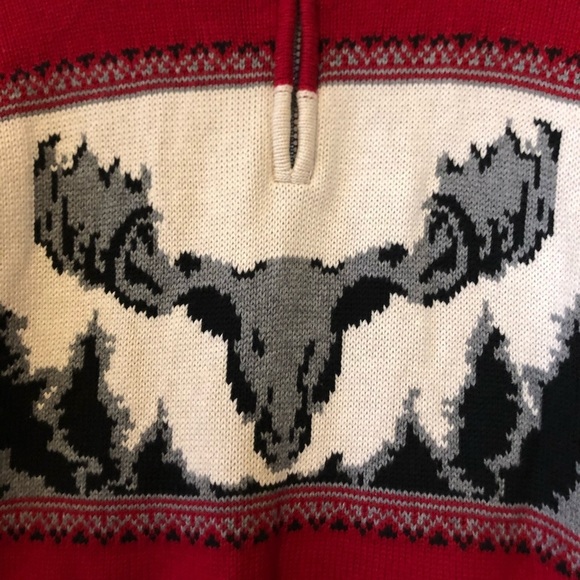 Chaps|‎ Red Buck Half Zip Knit Sweater - Picture 3 of 5